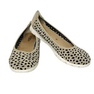 SEYCHELLES Knit Ballet Flats Slip On Spot Tumble Leopard Print Beige Black Sz 11